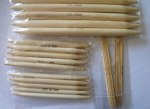 BAMBOO knitting needles DP double pointed set of 5 length 13 to 20cm 2 to 12mm