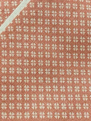 Pink Coral Fabric Small White Geometric White Squares Fabric 1 Yard NTT Inc. VTG - Image 1 of 3