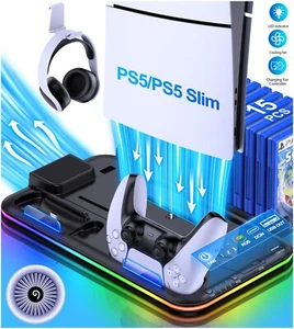 Controlador estación de carga soporte vertical con ventilador para PS5 Slim/Digital Edition - Imagen 1 de 8