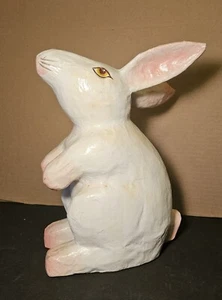 12 Zoll Papier Mache weiß und rosa Hase Kaninchen - Bild 1 von 12