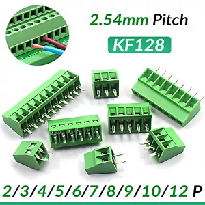 Conector de bloque de terminales de tornillo de montaje de PCB de paso de 2/3/4/5/6/7 - 10 pines de 2,54 mm verde - Imagen 1 de 15