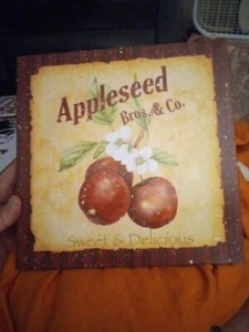 10"×10" Canvas Appleseed Bros & Co. Sweet & Delicious Apple Sign - Picture 1 of 2