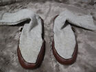 Ga10 Acorn Slipper Socks Suede Leather Sole Wool Beige Men's Size 8