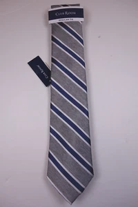 CLUB ROOM Mackay Gray w/ Blue Diagonal Stripes Neck Tie NEW - Picture 1 of 2