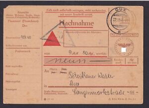 Dux Duchcov occupation tchèque Sudètes Empire allemand contre remboursement carte de colis