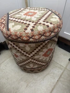 Western Aztec Boho Print Wood ottoman stool Southwestern Rare  Unique Og - Picture 1 of 6