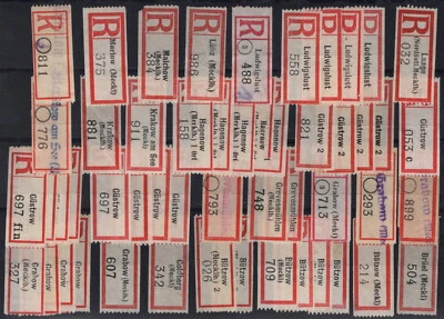 DR, ca. 110 Einschreibzettel, alles Orte in Mecklenburg, auf 3 Steckkarten - Bild 1 von 3