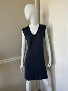 RICK OWENS NWT! Navy Blue Silk/Viscose VICIOUS S/S 14 Sleeveless T-Shirt Dress 8 - Picture 1 of 9