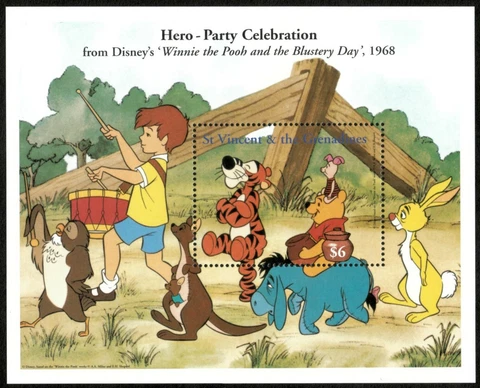 St. Vincent 1998 - Disney, Winnie the Pooh, Hero Party - Souvenir Sheet - MNH Cover