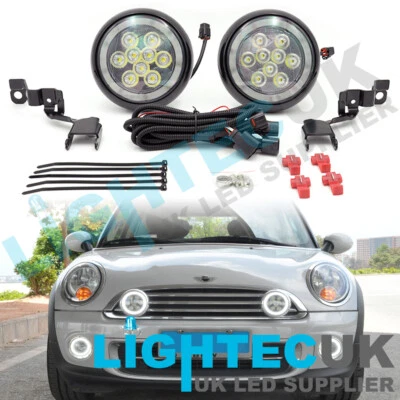 Kit de luces LED de rally para Mini Cooper R55 R56 R58 R59 carcasa negra halo blanco DRL - Imagen 1 de 4