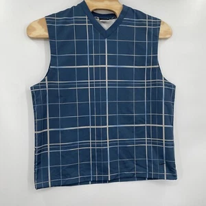 Nike Golf Pullover Giacca a Vento Gilet Uomo Lg Blu Plaid - Foto 1 di 6