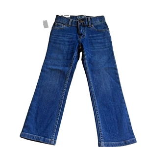 Wonder Nation Boy Size 5 Relaxed Dark Wash Blue Jeans Denim Adjustable Waist New - Picture 1 of 10