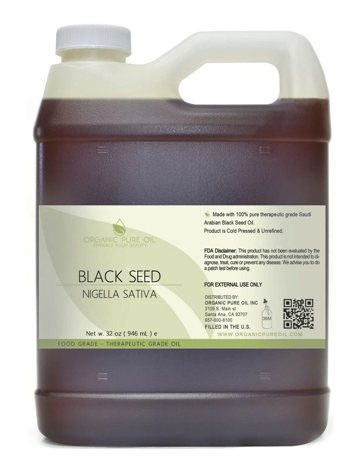 32oz Pure BLACK SEED OIL Cold Pressed Saudi Arabian Black Kalonji Nigella Sativa - Imagem 1 de 1