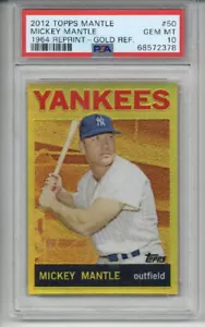 Topps Mickey Mantle 1964 2012 reimpresión refractor dorado #50 Yankees PSA 10 Low Pop - Imagen 1 de 2