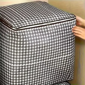2pcs Houndstooth Storage Bags Large Capacity Folding Clothes Portable Wardrobe - Picture 1 of 7