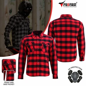 Motorcycle Lumberjack Shirt Made with Kevlar Motorbike Mens Armoured & Gloves UK - Picture 1 of 18