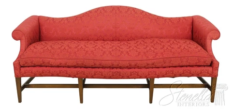58995EC: HENREDON Red Damask Upholstered Federal Sofa Cover