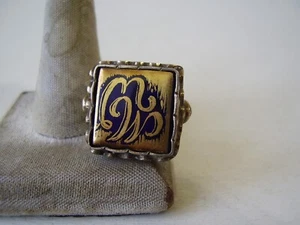 Antiker 800 Silber & Porzellan Meissen Ring vor 1945 - Bild 1 von 6