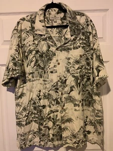Island Shores S2XL Herren Hawaii Hemd Waschbar Seide Print Braun Blumen Tropical - Bild 1 von 3