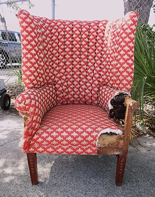 18th Century Comfort Chair ~ Bell Flower Carved Mahogany Rolled Barrel Back  ~ - Image 1 of 4