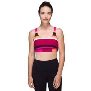 Lululemon Energy Bra in Blossom Stripe Bumble Berry Ghost Women's Size 6 - Picture 1 of 5