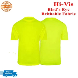 TPG Safety Work Hi Vis Viz High Visibility T Shirt Short Sleeve Neon Tee Shirts - Picture 1 of 6