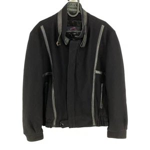 Daniel Hechter Negro Mezcla Lana Chaqueta Estilo Motero TALLA S - Imagen 1 de 10