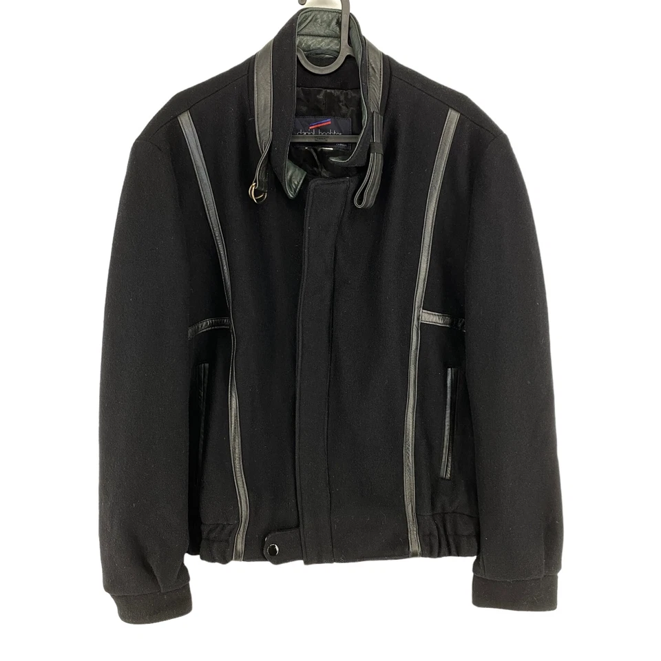 Daniel Hechter Negro Mezcla Lana Chaqueta Estilo Motero TALLA S - Imagen 1 de 4