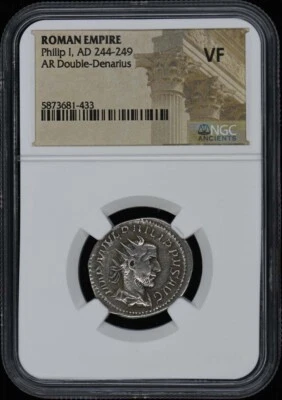 Philip I, AD 244-249 ROMAN EMPIRE AR Double-Denarius NGC VF20 - Image 1 of 2