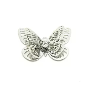 10 X FILIGREE BUTTERFLY RHINESTONE PENDANTS 23MM - ANTIQUE SILVER PLATED - Picture 1 of 1