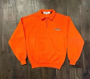 Vintage 90s Nautica Competition Orange 1/4 Zip Sweater Mens Fleece Size M - Picture 1 of 8