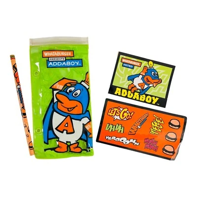 Whataburger Addaboy School Kit Pencil Notepad Stickers Pouch 2001 Fast Food VTG - Image 1 of 4