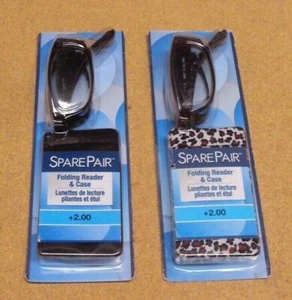 Lot 2 Spare Pair Men/Women "Gisele" w/Pouch Folding Reading Glasses Reader +2.00 - Picture 1 of 3