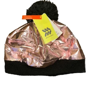 All in Motion Girls' Rose Gold Puffer Beanie Wind and Water Resistant! Fast Ship - Picture 1 of 2