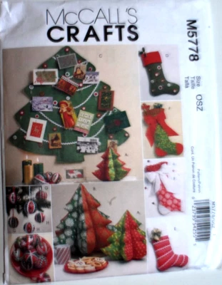 MCCALLS PATTERN 5778 CHRISTMAS  DECORATIONS TO MAKE TREES STOCKINGS NEW UNCUT FF - Image 1 of 2