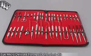 40 Pc Eye Micro Delicate Forceps Needle Holders Scissors Ophthalmic Set EY-034 - Picture 1 of 3