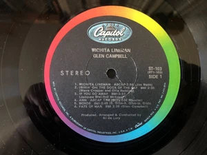 RECORD ONLY! NO COVER Glen Campbell WICHITA LINEMAN 1968 Capitol Jacksonville VG - Imagen 1 de 2