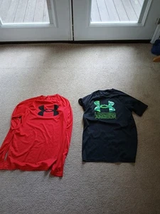 Lot Of 2 Boys Youth Extra Large Shirts 1 Long Sleeve 1 Short Sleeve Red Black - Picture 1 of 9