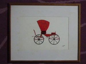 Original Haruji Sonoyama Acryl Gemälde "Kinderwagen" signiert gerahmt 1967 - Bild 1 von 10