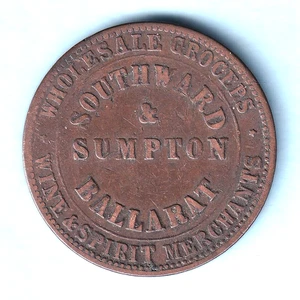 Australia - Token. Southward & Sumpton - 1d.  Ballarat Vic.. Upset Axis.. Fine+ - Bild 1 von 2