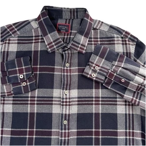 UNTUCKit Shirt Mens Large Blue Grey Plaid Flannel Long Sleeve Button Up - Picture 1 of 10