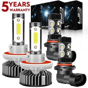 For 2004-2014 Ford F150 6000K LED Headlight Hi/Lo +Fog Light 4 Bulbs Combo kit - Picture 1 of 14