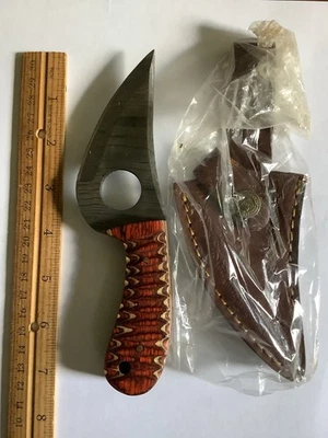 CUSTOM HANDMADE DAMASCUS KARAMBIT FINGER HOLE KNIFE EXOTIC WOOD NICE  NIB - Image 1 of 4