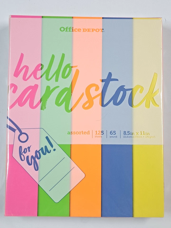 sealed hello cardstock 8.5 x 11 inch 125 sheets 65 pound assorted colors paper - Image 1 of 4