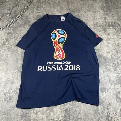 Adidas T-Shirt Men's XL Blue 2018 Russia FIFA World Cup Emblem Logo Crew Neck - Image 1 of 3