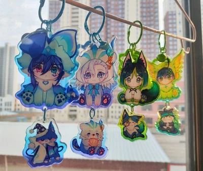 Genshin impact Neuvillette Kinich Ororon Pendant Acrylic Keychain Keyring 7CM - Image 1 of 4