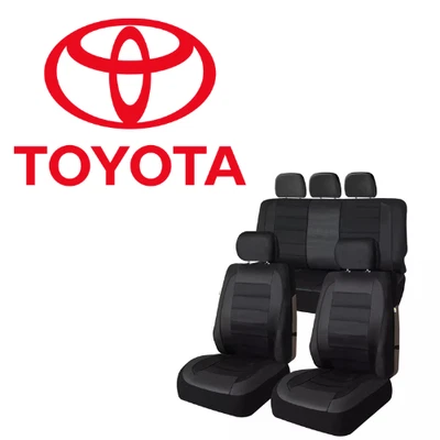 For All Toyota Car Seat Cover Set 9Pcs Eco-Leather Black Shield - Image 1 of 4