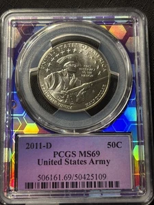 2011-D 50c U.S.  Army Commemorative Half Dollar PCGS MS69 Trader Bea Design Case - Picture 1 of 2