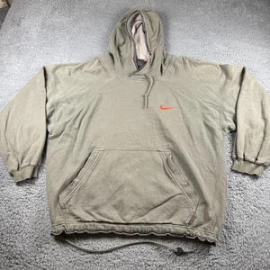 Vintage Nike Hoodie Mens Medium Olive Swoosh Made USA 90s Pullover Faded Baggy - Picture 1 of 5