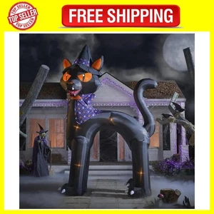 Giant 14FT Halloween Inflatable Black Cat Witch Archway Airblown Yard Inflatable - Picture 1 of 7